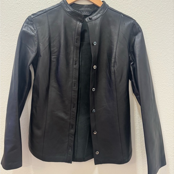 Express Dark Leather Jacket - Picture 2 of 10
